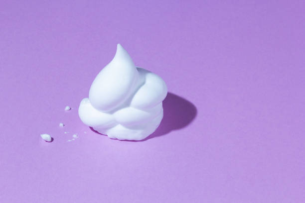 White foam on purple background.