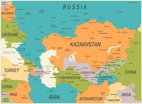 Caucasus and Central Asia Map. Vector Illustration with Kazakhstan, Georgia,Turkey and Russia Geographical borders

Map was found: http://legacy.lib.utexas.edu/maps/commonwealth/caucasus_cntrl_asia_pol_2003.jpg
Created in Adobe Illustrator with splines 15-07-2020