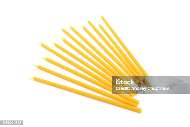 Church Candles On A White Background Stock Photo - Download Image Now - Church, Close-up, Color Image