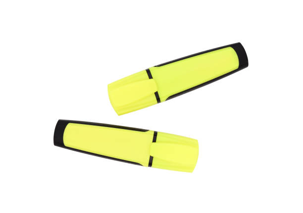 istock Yellow markers on a white background. 1256294623