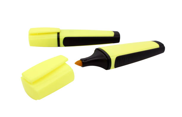 istock Yellow markers on a white background. 1256294629