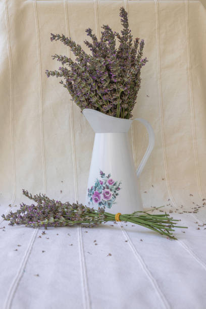 istock Romantic lavender bouquets in vase 1256297190