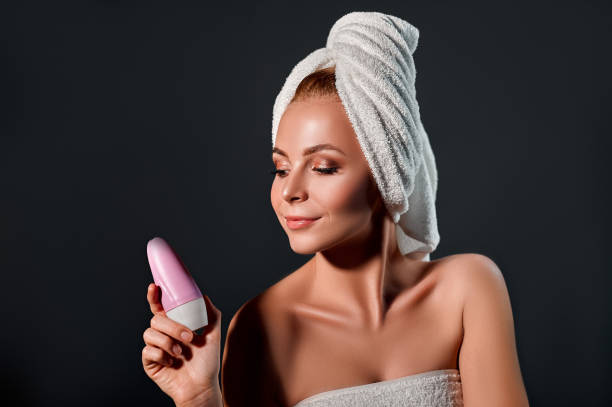 istock Beauty conception. Girl on gray background. 1256297329