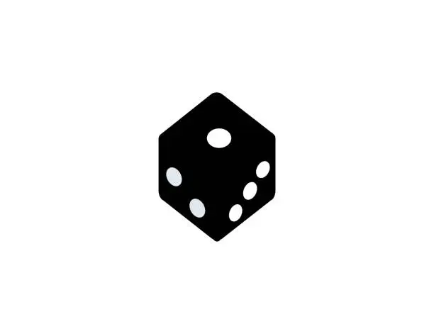 Vector illustration of Dice icon. Isolated game die, backgammon dice symbol - vector