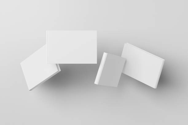 istock Horizontal blank book cover mock up flying. Front, spine and back cover views. 1256297887