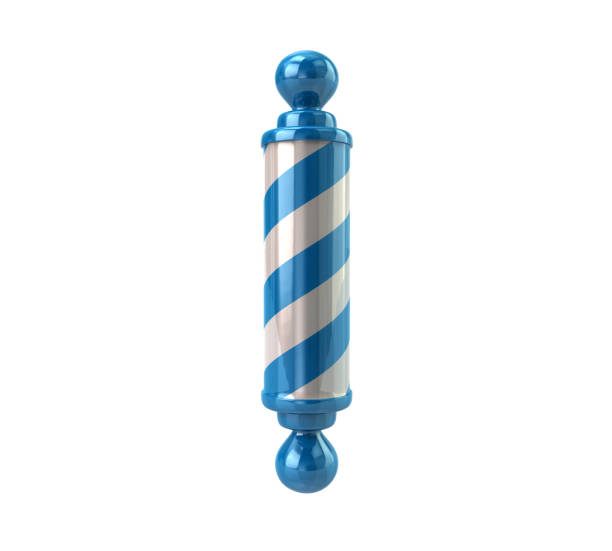 istock Blue Barber shop pole 3d illustration 1256300057