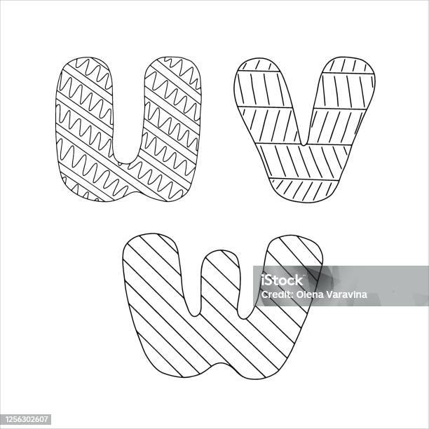 Doodle Hand Drawn Style Outline Black And White Letters Of English Alphabet  Cute Funny Decorative Lettering Stock Illustration - Download Image Now -  iStock