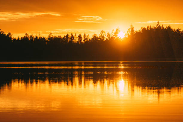 istock Lake sunset. Idyllic landscape 1256307182