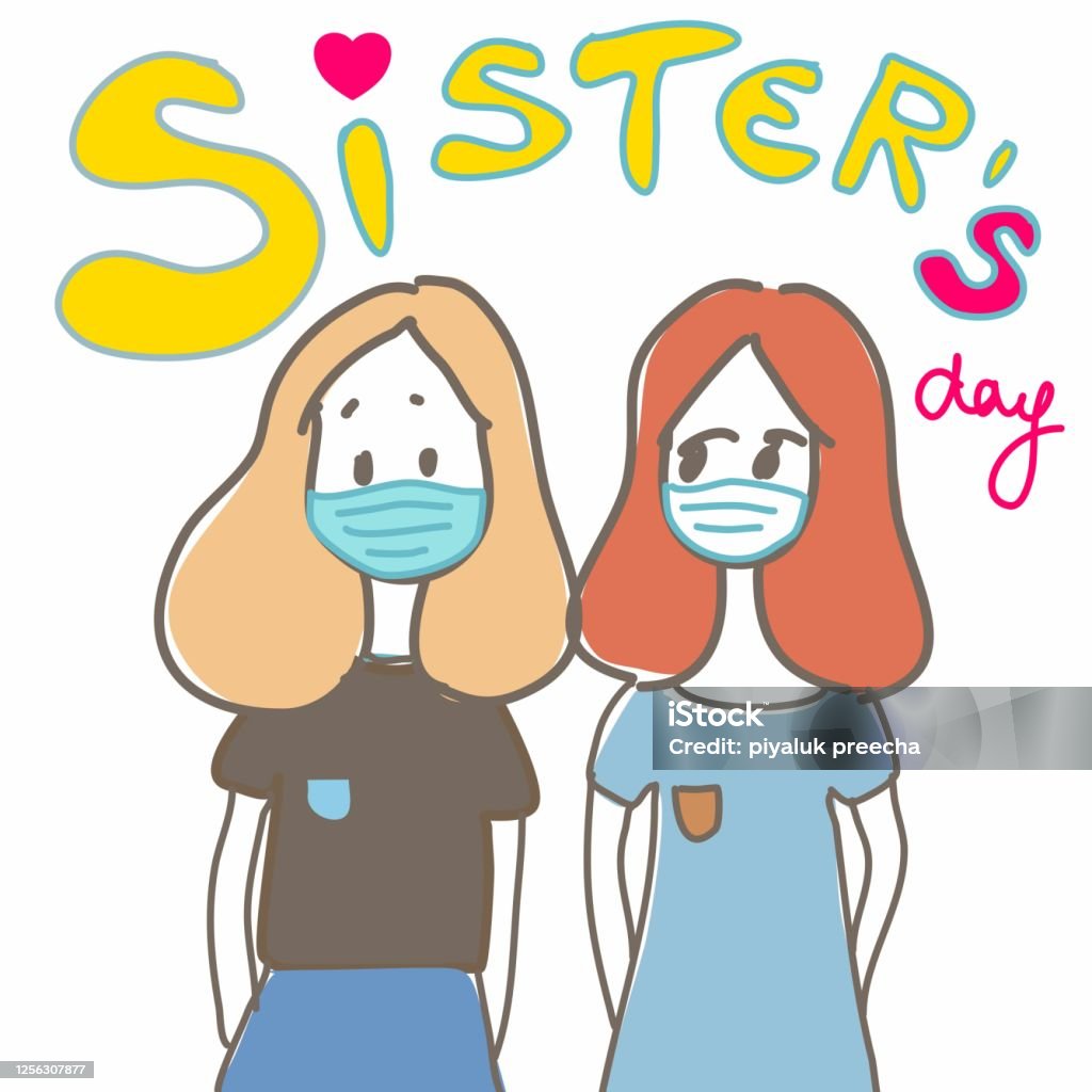 National Sister Day Happy 2 Sisters Wearing Face Masks And Smiling ...
