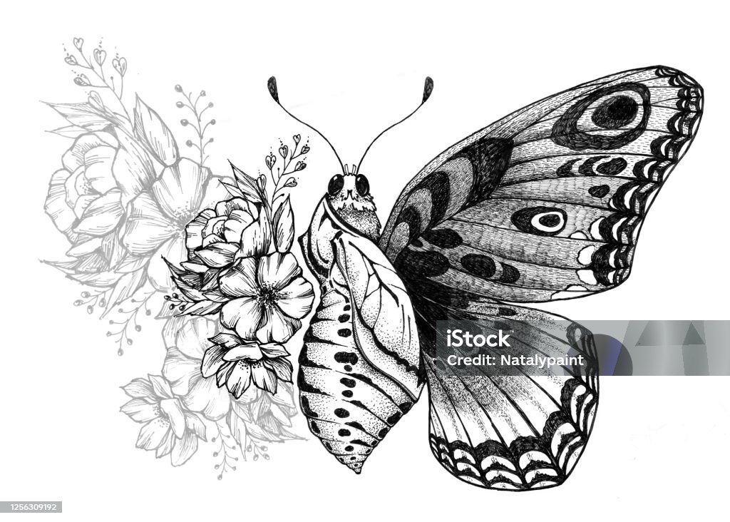 Ilustración de Diseño De Tatuaje De Mariposa Con Flores Nacimiento De  Mariposas y más Vectores Libres de Derechos de Mariposa - Lepidópteros -  iStock