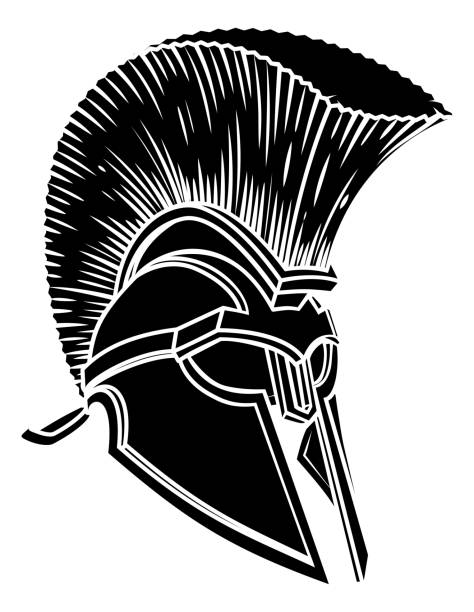 ilustrações, clipart, desenhos animados e ícones de capacete de gladiador romano de tróia espartano - roman army isolated on white classical greek