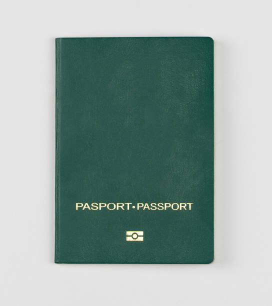 green passport on a white background