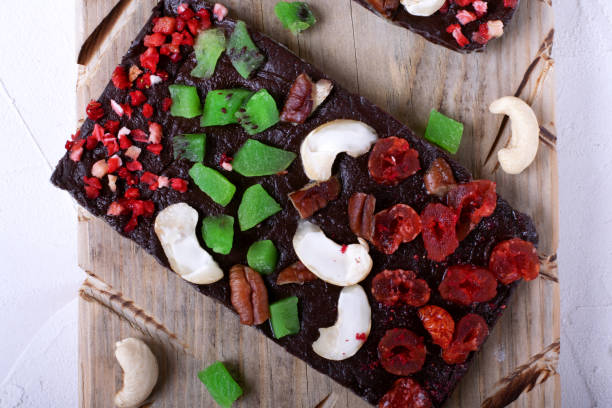 istock Chocolate bar with dried fruit, sublimated berry and nuts 1256314247