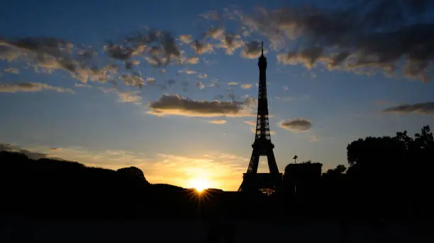 Eiffel tower view during the sunset, Paris