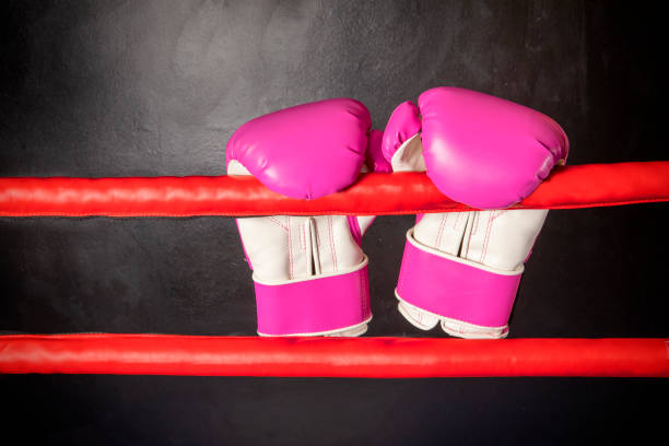 istock Pink Boxing Gloves on the Ropes 1256317111