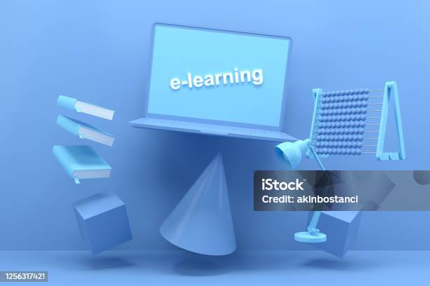 Elearning Concept Computer Screen With Elearning Text Stock Photo ...