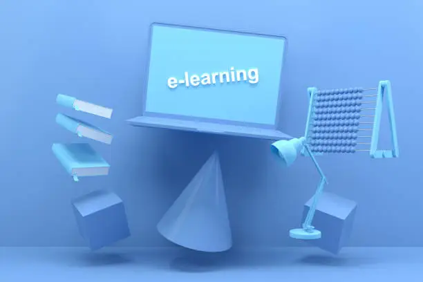 Photo of E-learning Concept, Computer Screen with E-Learning Text