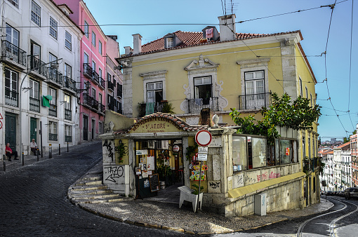 Lisbon, Portugal - 22 august 2018: Old and charming St. Andre restaurant and beer house