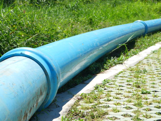 istock Large Water blue Pipe outdoor 1256321107