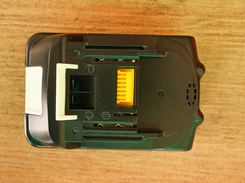 Close-up new Rechargeable battery for drill