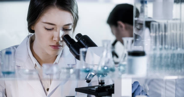 istock Female team working in futuristic laboratory 1256322432