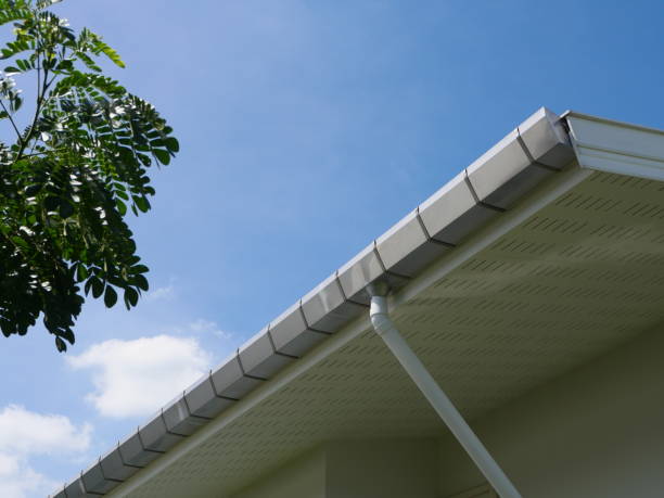 istock Rain gutter with Stainless steel on roof 1256322654