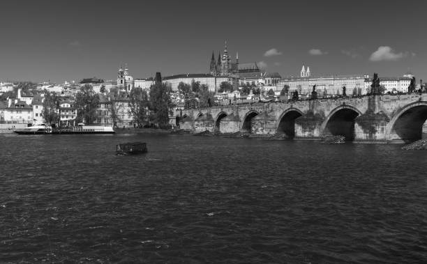 istock Panoramic view of Prague with Charles Bridge 1256322753
