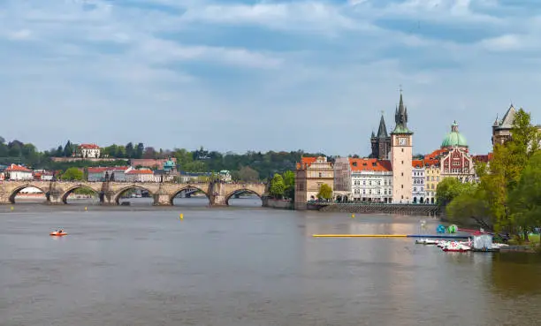 Photo of Old Prague view at summer day. Vltava river