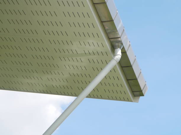 Outdoors Roof gutter with Stainless steel on roof.