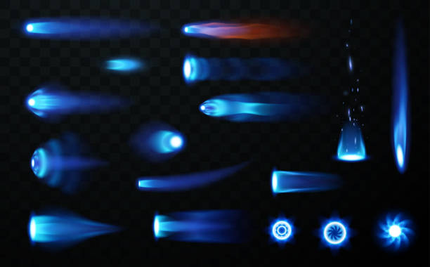 Jet flame set on transparent background Jet flame set on transparent background in vector Missile stock illustrations