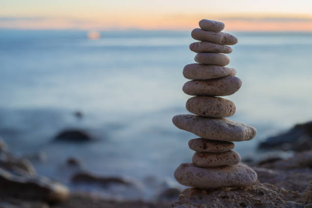 istock The object of the stones on the beach at sunset. 1256327537