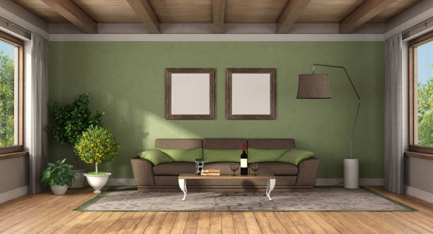 istock Classic style living room with brown sofa 1256329194