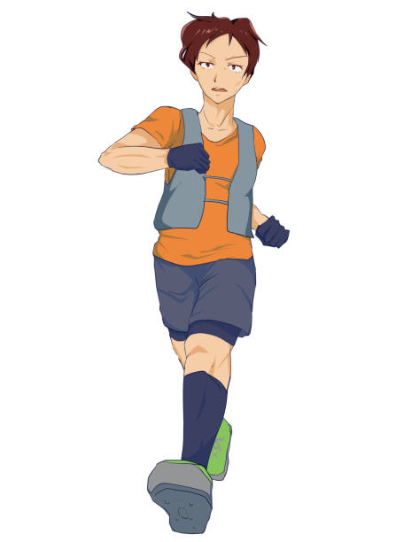 ilustrações de stock, clip art, desenhos animados e ícones de running japanese - health club gym young men dumbbell