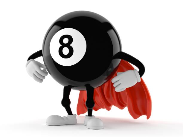 istock Eight ball character with hero cape 1256333358