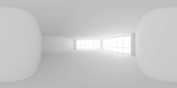 istock Empty white business office room with light from large windows HDRI map from corner 1256334232