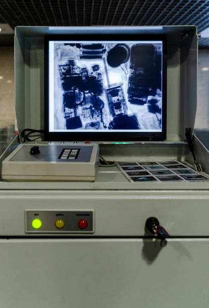 Luggage on display of the x-ray security scanner