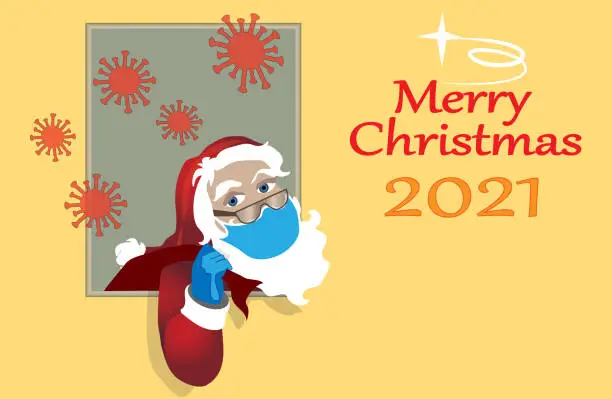 Vector illustration of Santa Claus 2021.Merry christmas