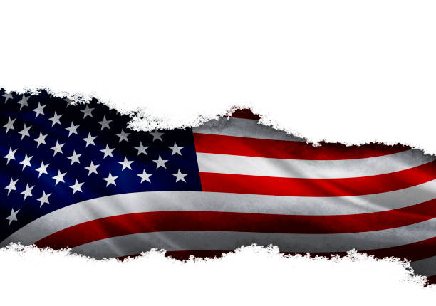 istock Torn paper and USA flag with copy space illustration 1256343779