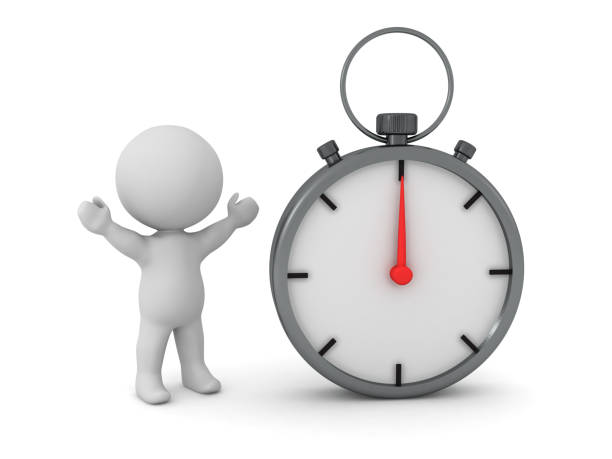 istock Happy 3D Character next to stopwatch 1256345137
