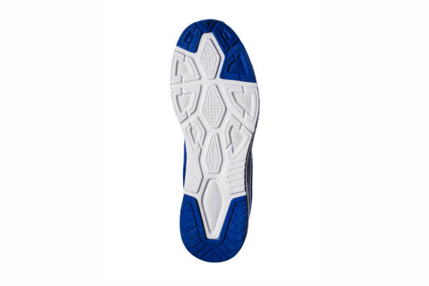 istock Bottom of sneakers. Blue-white sole sneaker. 1256349440