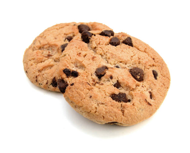 istock Chocolate chips cookies isolated on white 1256349551