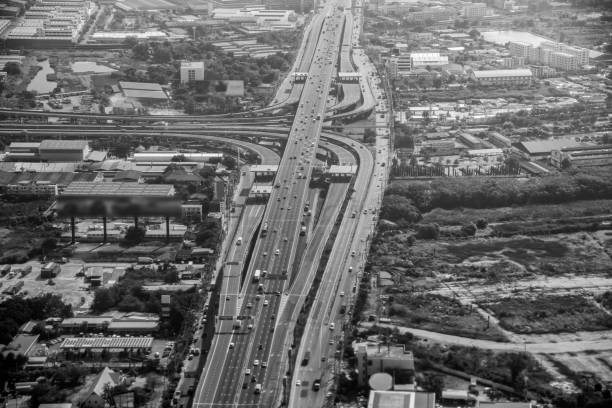 istock Architectural connections, roads and bridges. Aerial view. Interstate traffic 1256349928