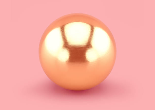 rendering 3d a sfera 3d metallizzato dorato - pink christmas christmas ornament sphere foto e immagini stock