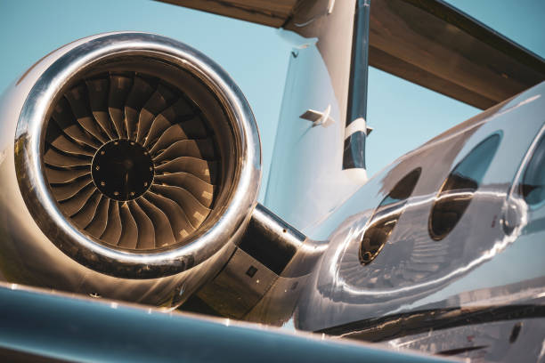 Aircraft engine detail Aircraft tail section and engine detail airplane maintenance stock pictures, royalty-free photos & images