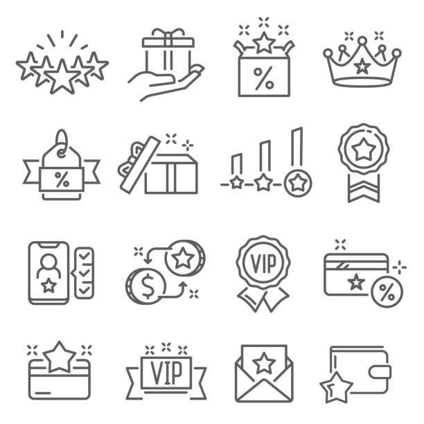 empfehlungsprogramm, freunde einladen, boni dünne linie symbole isoliert auf weiß gesetzt. affiliate-marketing. - marketing affiliate internet business stock-grafiken, -clipart, -cartoons und -symbole