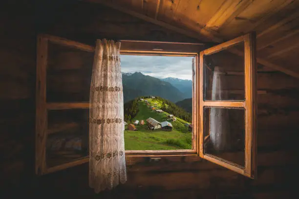 Photo of Landscape view of Pokut Plateau from window in Camlıhemsin, Rize, Turkey