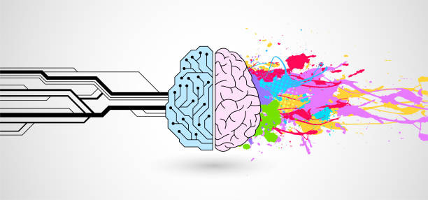 Left/right brain theory Left/right brain theory integral stock illustrations