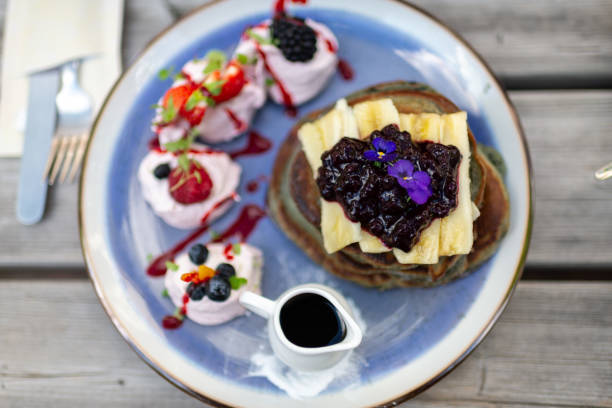 istock Flowers on top of a pancake 1256368341