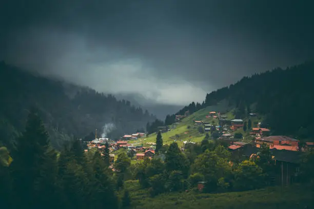 Photo of Moody landscape view from the Ayder plateau in Black Sea and Turkey