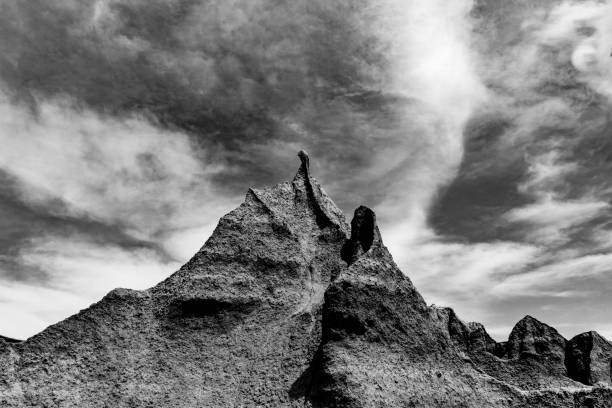 istock bad Lands black and white 1256375235